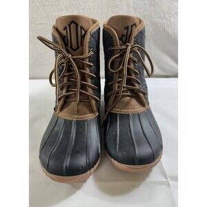 Marleylilly Womens Monogrammed JLE Brown Black Gray Duck Boots- Size 9